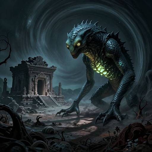 Surreal Glowing Creature in Alien Landscape