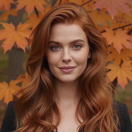 Portrait of Young Woman with Auburn Hair in Autumn