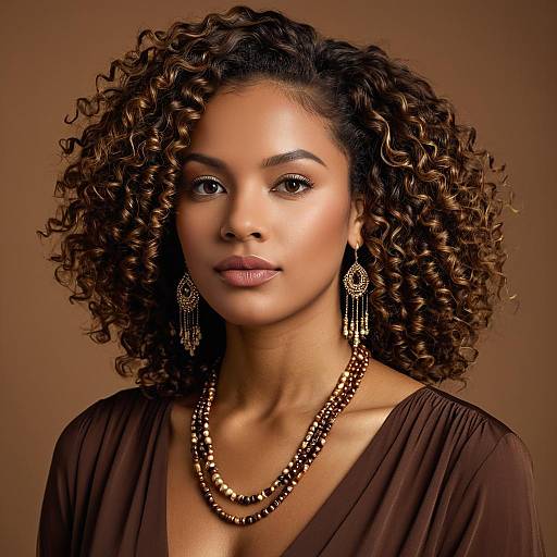 Portrait of African-American Woman with Curly Hair