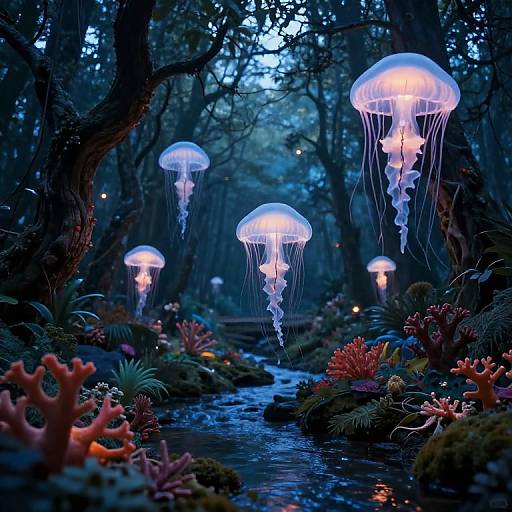 Ethereal Jellyfish in Twilight Forest