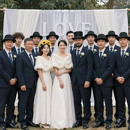 Wedding Group Photo with Unique Details