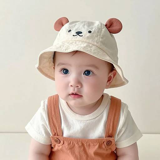 Adorable Baby Girl in Beige and Orange