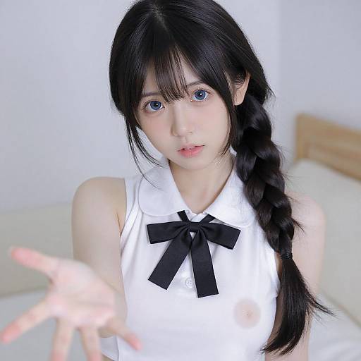 Anime Girl with Side Braid Reaching Out