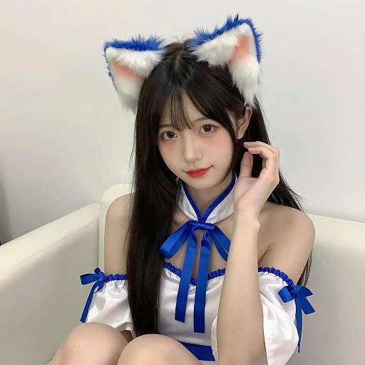 Young Woman in Cat Ear Costume