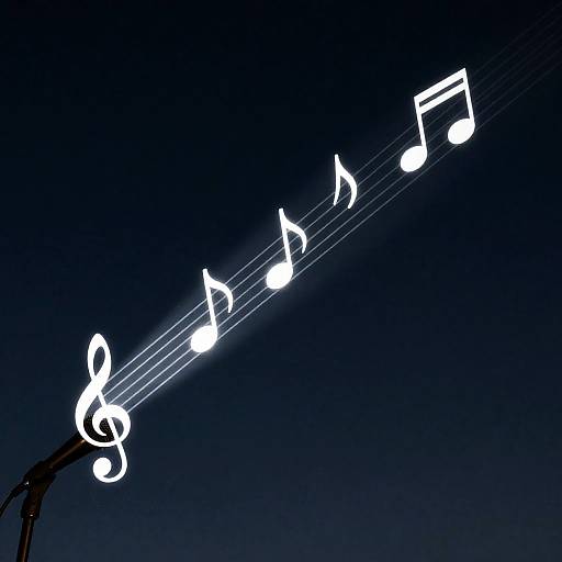 Starry Sky Musical Notes and Microphone