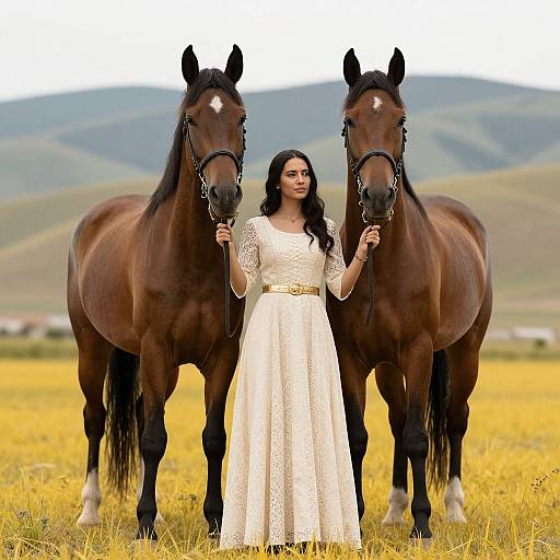 Elegant Woman with Majestic Horses