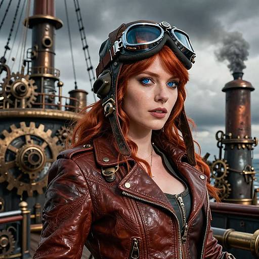 Steampunk Aviator on Airship Deck