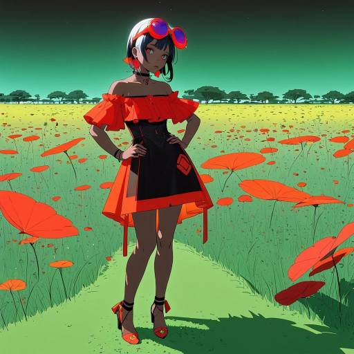 Stylish Girl in Serene Meadow