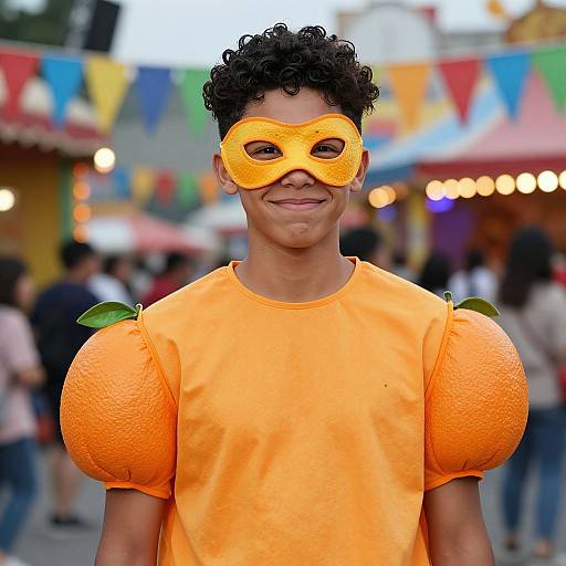 Cheerful Teen in Mandarin Orange Costume