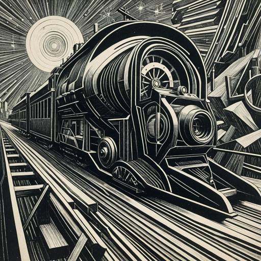 Futurism-inspired Steam Train Illustration