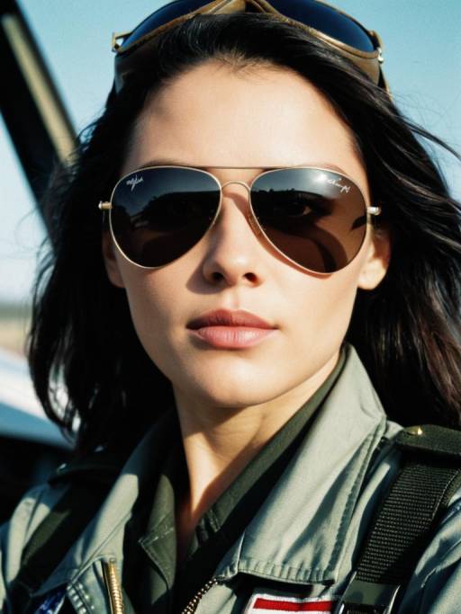 Woman in Top Gun Aviator Costume