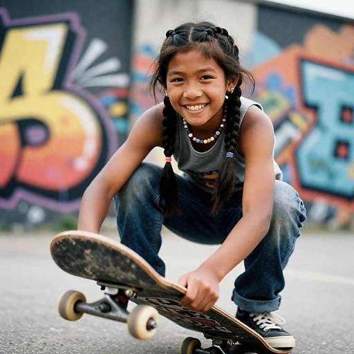 Teen Indigenous Skateboarder 35mm Street Portrait