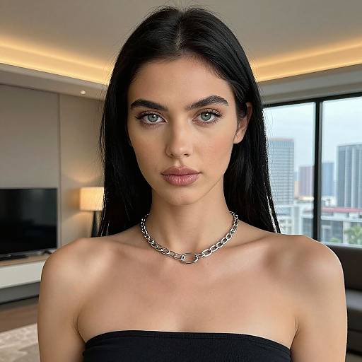 Confident Woman in Modern Urban Apartment