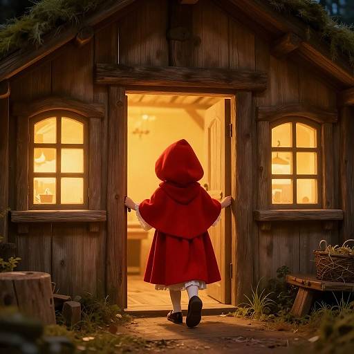 Red Riding Hood Cozy Cottage Scene