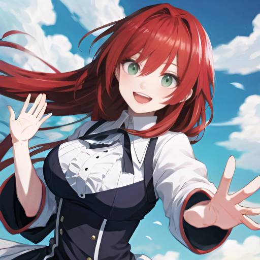 Anime Girl Waving Outdoors