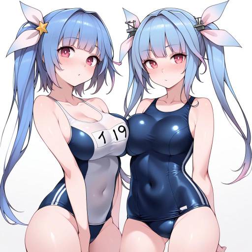 Two Girls in Stylish Swimsuits