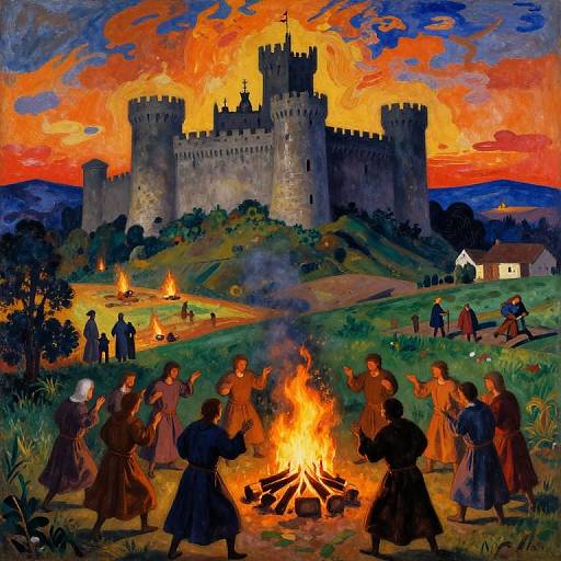 Medieval Festival at Castle Sunset