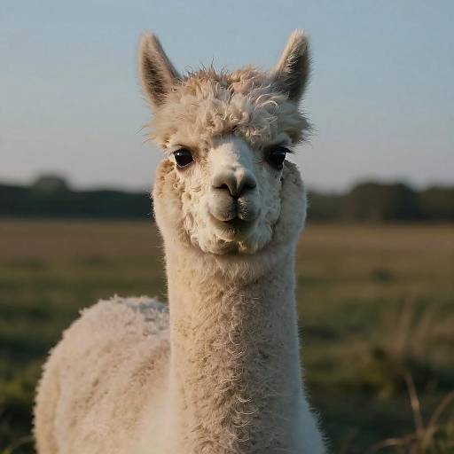Close-up Portrait of White Alpaca Outdoors
