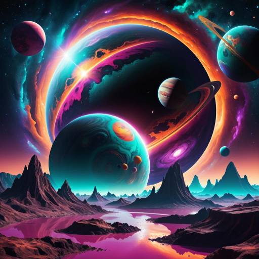 Surreal Cosmic Scene with Psychedelic Colors