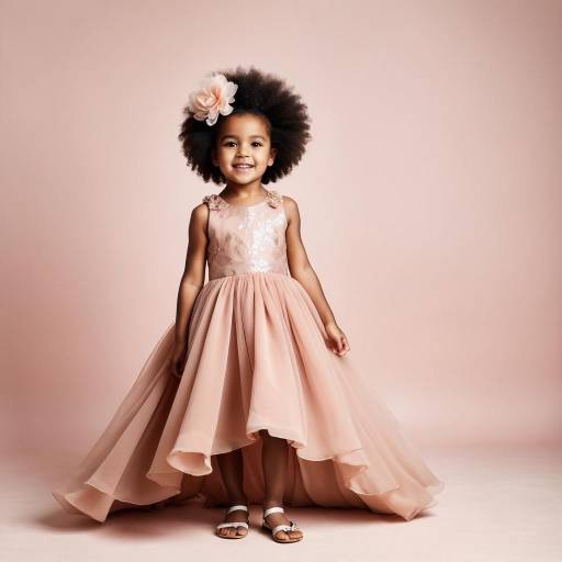 Smiling little girl in elegant pink dress