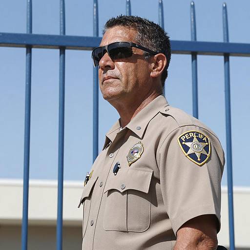 Sheriff Portrait Against Blue Bars