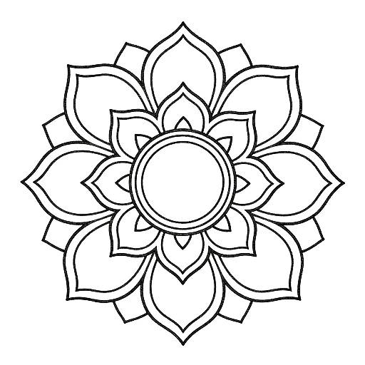 Minimalist Lotus Flower Mandala Outline