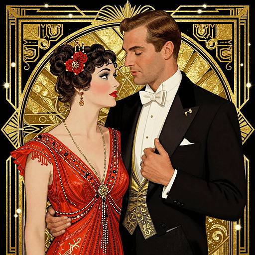 Vintage Art Deco Glamorous Couple