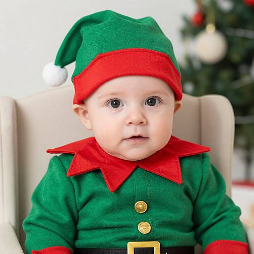 Baby in Christmas Elf Costume