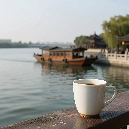 Serene Watercraft on River Scene