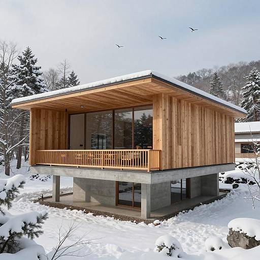 Contemporary Japanese Minimalist Pavilion in Snow