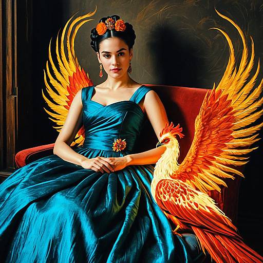 Reclining Phoenix in Elegant Gown
