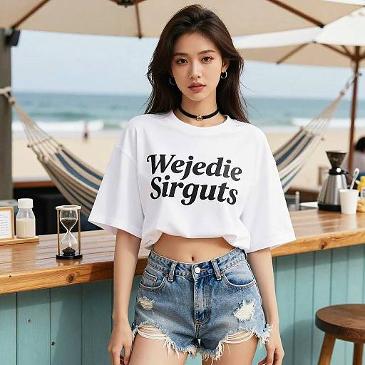 Hourglass Woman at Beach Bar