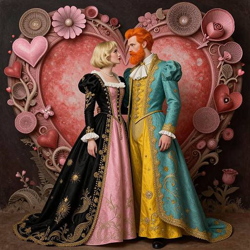 Hypermaximalist Valentine Couple Portrait