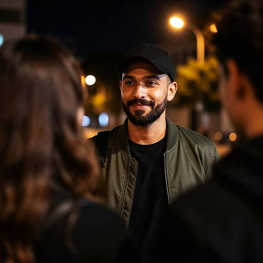 Candid Nighttime Encounter in the City