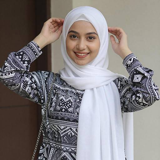 Smiling Woman in White Hijab