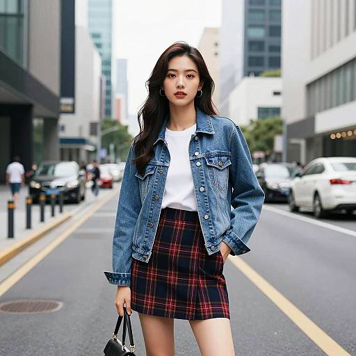 City Street Style: Denim and Plaid