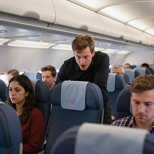 Crowded Airplane Cabin Scene
