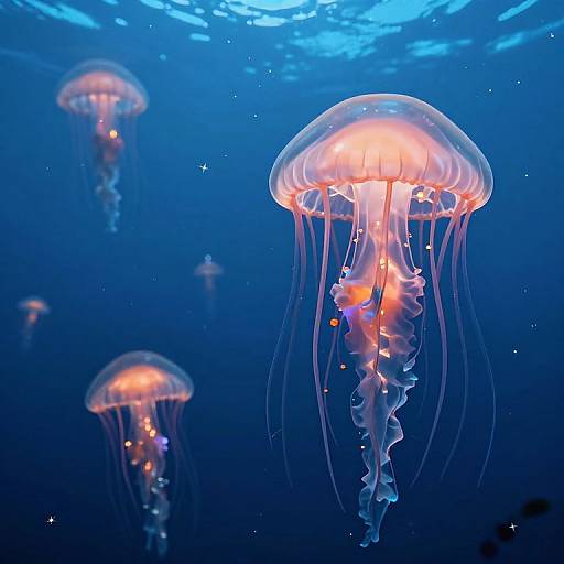 Giant Jellyfish in Starlit Ocean