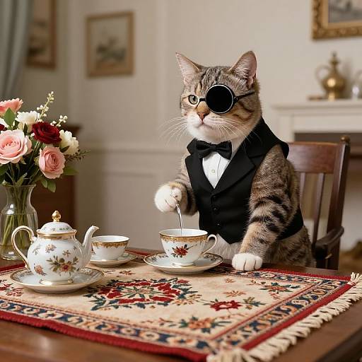 Elderly Cat's Flying Rugs Tea Party
