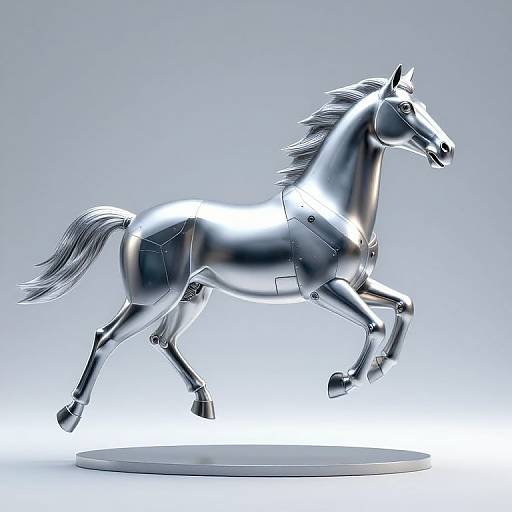 Futuristic Chrome Horse Sculpture