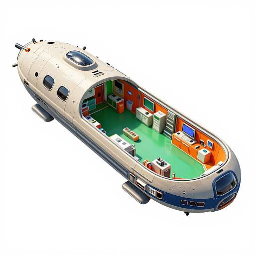 Futuristic Autonomous Medical Submarine Cutaway