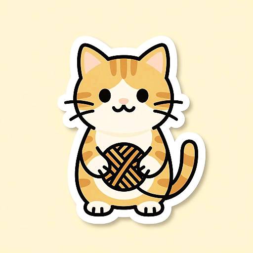 Cat Holding Yarn Ball Sticker