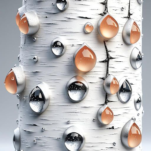 Birch Trees with Water Droplets