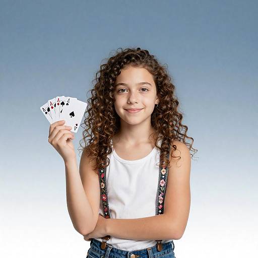 Cheerful Girl with Playing Cards