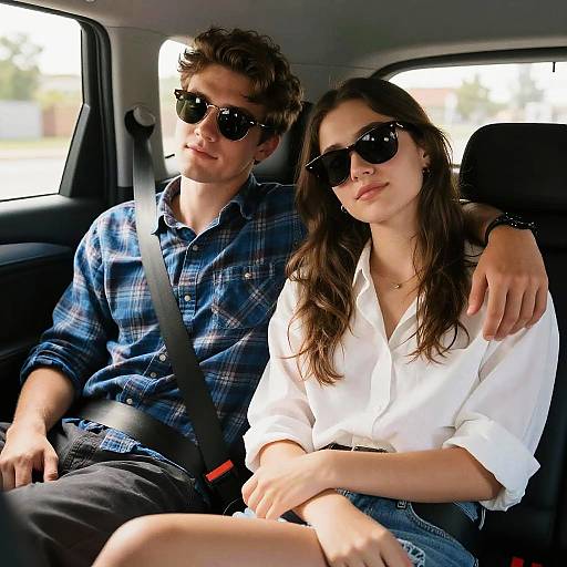 Young Couple Relaxing in Car