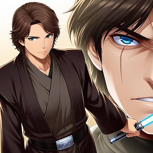 Illustration of Anakin skywalker, star wars in the style of Namidame