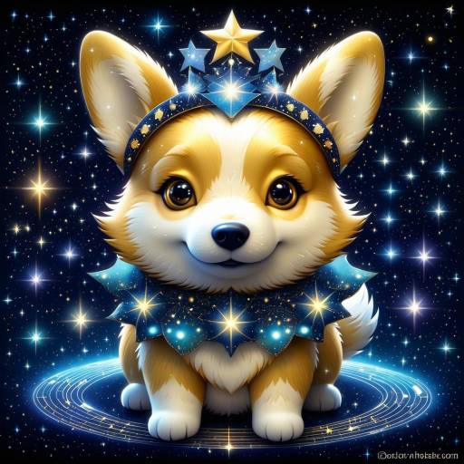 Whimsical Corgi with Sparkles and Stars