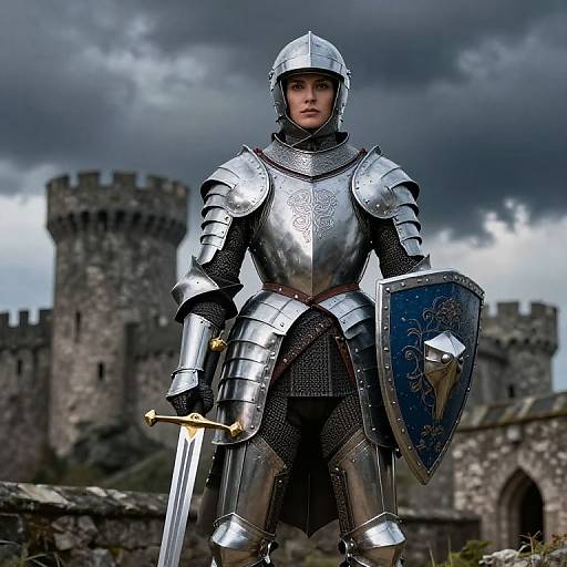 Female Knight in Silver Armor