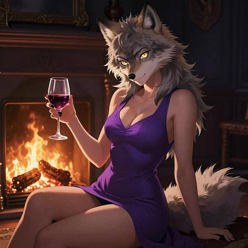 Backlit Renamon in Purple Dress