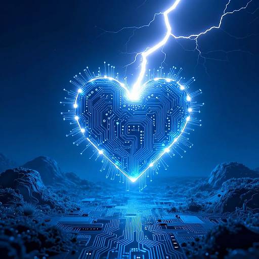 Circuit Heart with Electric Glow